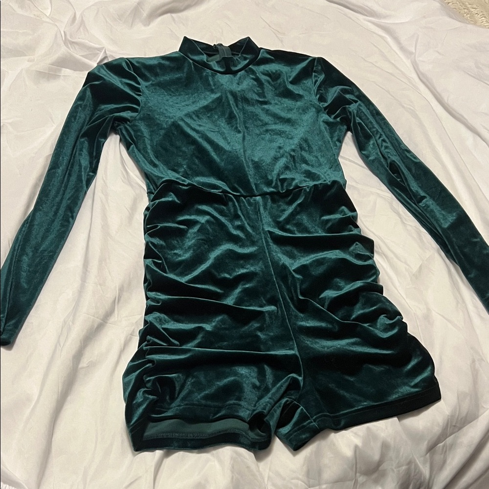 SHEIN Dark Green Velvet Jumpsuit